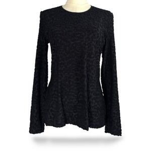 Escada Margaretha Ley Black Textured Stretch Pullover Blouse 50115 NWT Sz 42/12